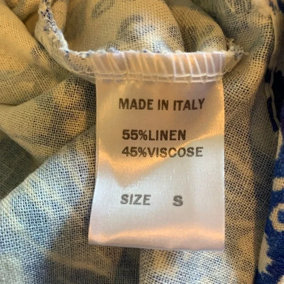 Claudia Collezioni Blue & White Floral Linen Blend Maxi Dress Size S - Picture 8 of 8